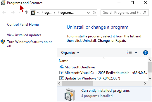 Press Windows Key + X and select Control Panel
Click on Uninstall a program under the Programs category